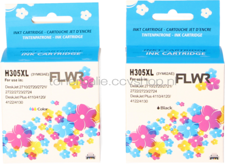 FLWR HP 305XL 2-pack zwart en kleur