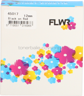 FLWR Dymo 45017 zwart op rood breedte 12 mm