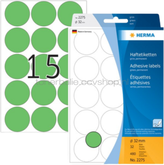 Herma 2275 Permanente papieretiket 32mm rond groen