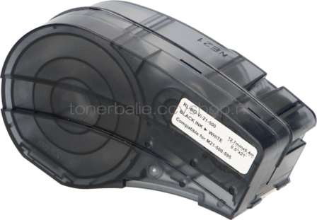 Huismerk Brady M21-500-595-WT zwart op wit breedte 12.7 mm