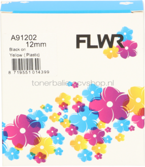 FLWR Dymo 91202 zwart op geel breedte 12 mm
