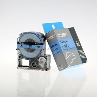 Huismerk Epson LC-4LBL9 zwart op blauw breedte 12 mm