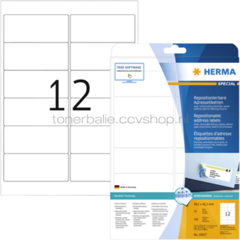 Herma 10017 Verwijderbare Papieretiket 99,1 x 42,3mm wit