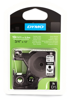 Dymo D1 flexibel zwart op wit breedte 19 mm