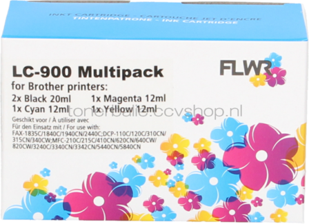 FLWR Brother LC-900 Multipack zwart en kleur
