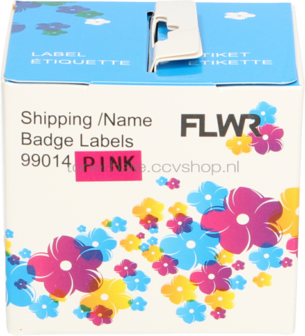 FLWR Dymo 99014 Adreslabel groot 101 mm x 54 mm  roze