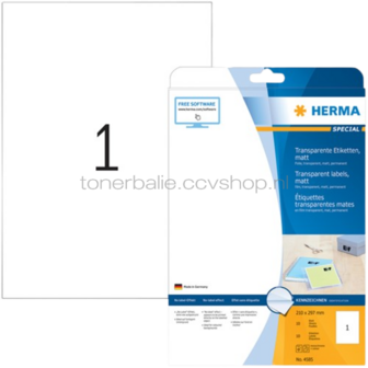 Herma 4585 Permanente folie-etiket 210 x 297mm transparante mat