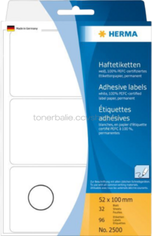 Herma 2500 Permanente papieretiket 52 x 100mm wit
