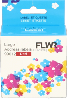 FLWR Dymo 99012 adreslabel 36 mm x 89 mm  rood