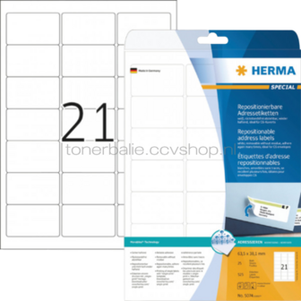 Herma 5074 Verwijderbare Papieretiket 63,5 x 38,1mm wit