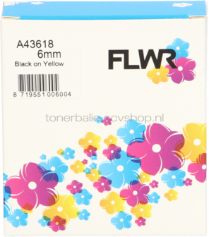 FLWR Dymo 43618 zwart op geel breedte 6 mm