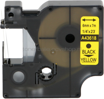 FLWR Dymo 43618 zwart op geel breedte 6 mm