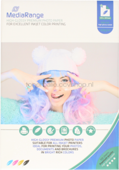 MediaRange Fotopapier Hoogglans | A4 | 220 gr/m&sup2; 100 vellen