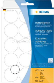 Herma 2270 Permanente papieretiket 32mm rond wit