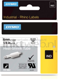 Dymo S0718260 zwart op wit breedte 6 mm