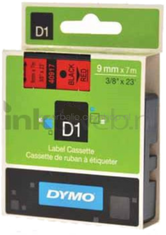 Dymo D1 zwart op rood breedte 9 mm