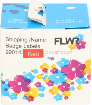 FLWR Dymo 99014 Adreslabel groot 101 mm x 54 mm  rood