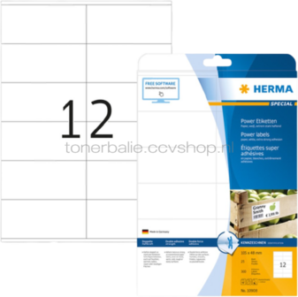 Herma 10908 Permanente Papieretiket 105 x 48mm wit