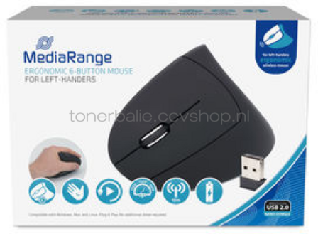 MediaRange Ergonomische 6 knoppen muis voor linkshandigen
