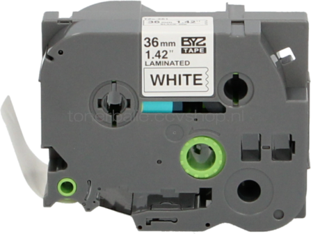 FLWR Brother TZE-261 zwart op wit breedte 36 mm