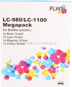 FLWR Brother LC980/1100 Megapack zwart en kleur