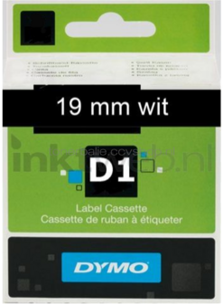 Dymo D1 wit op transparant breedte 19 mm