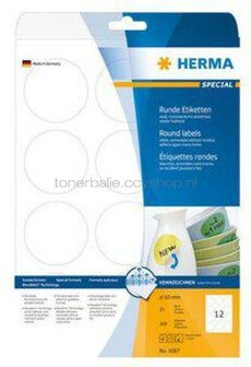 Herma 5067 Verwijderbare papieretiket rond 60mm wit wit