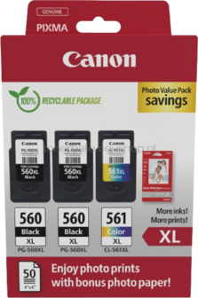 Canon PG-560XL 2x/CL-561XL Photo Value Pack zwart en kleur