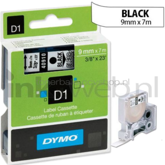 Dymo D1 zwart op transparant breedte 9 mm