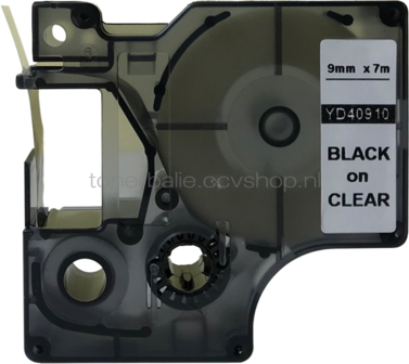 Dymo D1 zwart op transparant breedte 9 mm