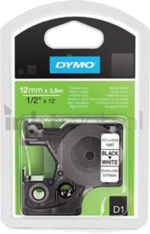 Dymo D1 flexibel zwart op wit breedte 12 mm