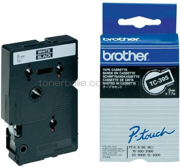 Brother TC-395 wit op zwart breedte 9 mm