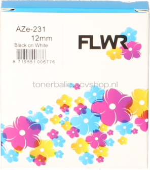 FLWR Brother TZE-231 zwart op wit breedte 12 mm
