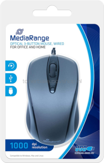 MediaRange MROS201 - Bedrade muis met 3 knoppen, Grijs