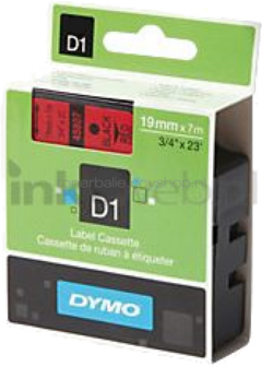Dymo D1 zwart op rood breedte 19 mm