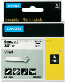 Dymo S0718580 zwart op wit breedte 9 mm