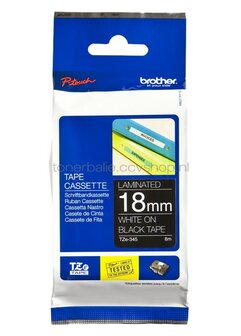 Brother TZE-345 wit op zwart breedte 18 mm