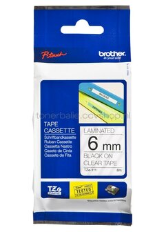 Brother TZE-111 zwart op transparant breedte 9 mm