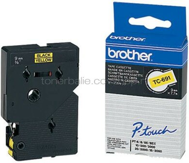 Brother TC-691 zwart op geel breedte 12 mm