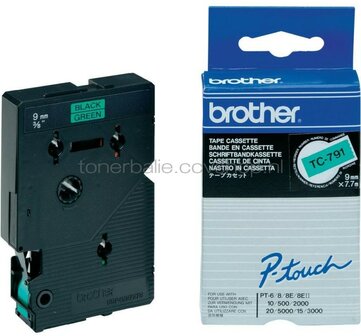 Brother TC-791 zwart op groen breedte 9 mm