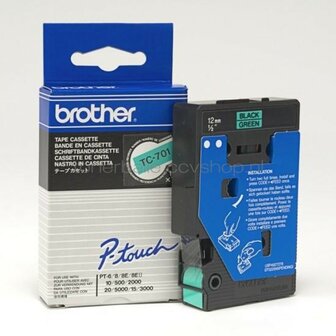 Brother TC-701 zwart op groen breedte 12 mm