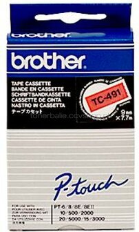 Brother TC-491 zwart op rood breedte 9 mm