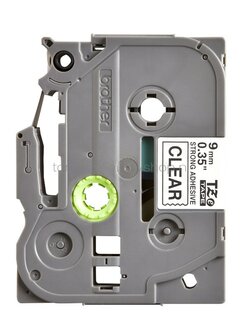 Brother TZE-S121 sterk klevend zwart op transparant breedte 9 mm