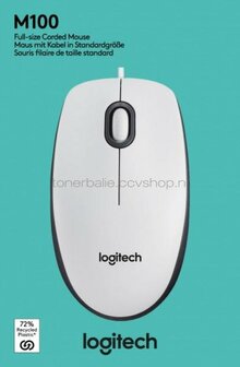 Logitech Muis M100 USB wit