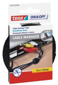 Tesa On&amp;Off kabelbinder klittenband 5m zwart