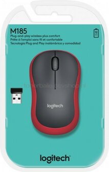 Logitech Muis M185 Wireless rood