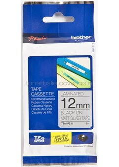 Brother TZE-M931 zwart op mat zilver breedte 12 mm