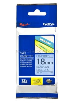 Brother TZE-541 zwart op blauw breedte 18 mm