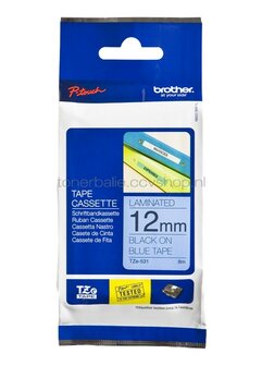 Brother TZE-531 zwart op blauw breedte 12 mm