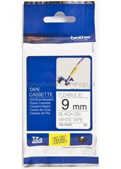 Brother TZE-FX221 flexible tape zwart op wit breedte 9 mm